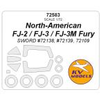 KV модель 72583 1/72 North american FJ-2 / FJ-3 / FJ-3M Fury (so-do) + колесо Canopy маскировка сиденье 