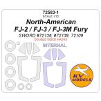 KV модель 72583-1 1/72 North american FJ-2 / FJ-3 / FJ-3M Fury (so-do) - внутри вне двусторонний + колесо Canopy маскировка сиденье 