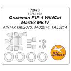 KVモデル 72678 1/72 グラマン F4F-4 ワイルドキャット / Martlet Mk.IV (エアフィックス) + ホイール キャノピーマスキングシート