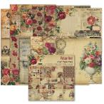 【Tommy　セレクション】Vintage Rose ペーパーパッド　6x6インチ 約15×15ｃｍ　12枚いり　片面印刷　　デザインペーパー　ジャーナル　薔薇