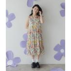 ワンピース SALE ScoLar スカラー 152738 花とアニマル柄のクリンクル加工ワンピース カジュアル ガーリー レトロ 原宿系 個性的 ポイント