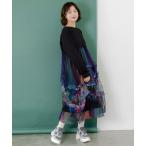 ワンピース 新作 ScoLar スカラー 153678 2柄展開タック入りチュールバルーンワンピース カジュアル レトロ 原宿系 個性的 ポイント