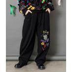 パンツ 新作 ScoLar スカラー 153765 POP刺繍起毛あったかパンツ ボトムス カジュアル ガーリー レトロ 原宿系 個性的 ポイント