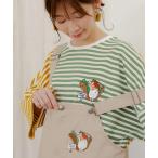 Tシャツ ScoLar Parity スカラー パリティ 352108 おちりサンド刺繍 切替ボーダーTシャツ トップス ストリート 原宿系 個性的 ユニセックス ポイント