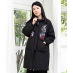 ブルゾン is ScoLar イズ スカラー 553252 着丈調整可能2way 花刺繍中綿ロングブルゾン アウター 羽織り シック フェミニン 原宿系 個性的 ポイント