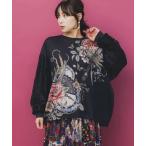 トップス SALE is ScoLar イズ スカラー 553267 花蝶裏毛×レース切替プルオーバー シック フェミニン ガーリー 原宿系 個性的 ポイント