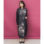 ショッピングIS ワンピース is ScoLar イズ スカラー 553268 花柄×無地バイカラー裏毛ワンピースー シック フェミニン ガーリー 原宿系 個性的 ポイント