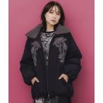 ブルゾン 新作 is ScoLar イズ スカラー 553272 ボア襟取り外し可能 花刺繍中綿ブルゾン 羽織り アウター シック フェミニン ガーリー 原宿系 個性的 ポイント