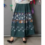 スカート 新作 is ScoLar イズ スカラー 553284 冬のオーナメント×花柄 裏起毛スカート ボトムス シック フェミニン 原宿系 個性的 ポイント