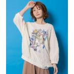 ショッピングIS トップス 新作 is ScoLar イズ スカラー 561224 魔女の秘密コラージュ柄 シャーリングレースプルオーバー シック フェミニン 原宿系 個性的 ポイント