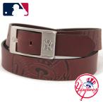 MLB公式商品 ニューヨーク・ヤンキース レザーベルト 35mm 本革 ベルト 学生 メンズ LA メジャーリーグ NEW YORK YANKEES ファッション小物 アクセサリー MLB