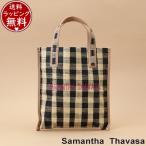 サマンサタバサ Samantha Thavasa バッグ チェックラフィア スクエアトートバッグ 小サイズ ブラック