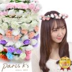 花かんむり 花冠 ウェディング ヘッドドレス ローズ フラワー チュール 髪飾り 安い ギフト プレゼント