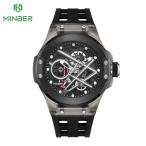 【正規品】MINBER ミンバー メンズ腕時計 日本製ムーヴメント クォーツ 3気圧防水 JC9019G-01 ブラック ラバーベルト