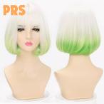 ウィッグ ショットボブ髪型 レディーズ コスプレ かつら 姫髪 ハロウィン 小顔 原宿系 グリーン 銀髪 シルバー ホワイト
