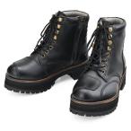 41417 デイトナ Daytona DS-001+ ダービーライドブーツ 極厚ソール 牛革(フルグレインレザー) シフトパッド くるぶしパッド内蔵 サイドジップ ブラック 25.0cm
