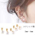 メール便送料無料 204. ネジ式 キュービックジルコニア 一粒 ピアス 1ペア（2個）2mm 4mm 20ゲージ ボディピアス ステンレス 金属アレルギー対応