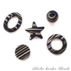 マルチボーダービーズ (07) マット 10個売り /プラスチックビーズ 縞々 ランダム 手書き 星 楕円 ハンドメイド パーツ ビーズ パーツ 国内発送