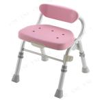 【取寄品】 折りたたみシャワーチェアM型背付L ピンク 介護 福祉用品 入浴用品 37 39 41 43 大人 自立式 シャワーフック付き