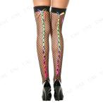 コスプレ 仮装 サイハイネットストッキング レインボーリボンレース Music Legs プチ仮装 コスプレ小物 小道具 靴下 タイツ ニーハイ フリーサイズ 網タイツ