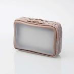 エレコム ガジェットポーチ/透明窓付き/2気室/Mサイズ/ベージュ