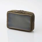 エレコム ガジェットポーチ/透明窓付き/2気室/Mサイズ/グリーン