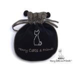 ヘンリーキャット 巾着袋 黒地にラインストーンがキラキラ光る Henry Cats ＆ Friends