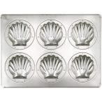 ショッピングホタテ シルバー天板 ホタテ型 6P シリコン付 1個入 松永製作所 マドレーヌ金型 シェル金型 業務用 家庭用 焼菓子型 剥離性 コキーユ型 KMP001-1