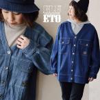 デニムジャケット レディース 大きめ Gジャン レディース 大きいサイズ オーバーサイズ コットン ノーカラー BLUETO ブルート