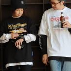 ロンTEE 長袖 Tシャツ メンズ レディース クルーネック セット レイヤード 重ね着 トム＆ジェリ  プリント 刺繍 綿100％ コットン パティ