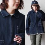  Denim jacket long sleeve lady's indigo Denim Zip color scheme stitch pocket cotton 100% cotton PATY putty .