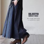 マキシスカート レディース スカート ロングスカート デニム ステッチ プリーツ 大きいサイズ マキシ丈スカート ウエストゴム BLUETO ブルート