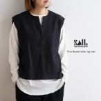 ベスト レディース キーネック 綿100 コットン 重ね着 薄手 軽い 重ね着 ゆったり 大きいサイズ 体型カバー SAIL セイル