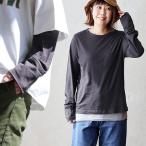 カットソー 長袖 クルーネック レディース 重ね着 インナー 綿100 コットン シアー 透け感 伸縮性 無地 パティ (メール便50) GENTIL ジャンティ