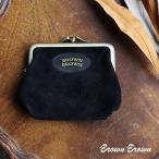 財布 がま口 カードケース 牛革 スエード スウェード 手のひらサイズ 日本製 2室仕様 ミニウォレット Brown Brown ブラウンブラウン