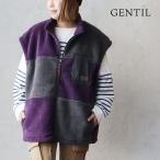 ベスト ボアベスト レディース スタンドネック 重ね着 ブロック クレイジー 配色 異素材切り替え 大きいサイズ 体型カバーパティ GENTIL ジャンティ