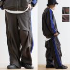 パンツ ワイド ストレート レディース 配色ライン フリンジ ポリエステル ストレッチ 伸縮性 動きやすい ウエストゴム 大きいサイズ パティ