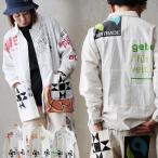 MR.REMAKEMAN ミスターリメイクマン シャツ 長袖 メンズ レディース 総柄 リメイク 薄手 軽い シワ加工 ロゴ プリント 大きいサイズ 体型カバー パティ