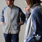 カーディガン デニム ニット メンズ レディース ジップアップ ロング ワイド ダブルジップ 秋冬 暖かい ポケット ラグラン パティ TOneontoNE トーン