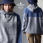 ショッピングトーン パーカー ニットデニム 切替 レディース プルパーカー プルオーバー ロング ワイド 暖かい ポケット ラグラン パティ TOneontoNE トーン