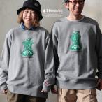 ショッピング生地 トレーナー スウェット メンズ レディース 長袖 裏毛 綿100 USAコットン ワイド 袖 裾 リブ アップル サガラ 刺繍 パティ TOneontoNE トーン