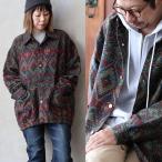 ジャケット シャツジャケット 長袖 メンズ レディース ネイティブ柄 総柄 コットン ポリエステル 起毛 ポケット パティ