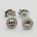 D! Michael Kors SV925 серебряный серьги MK Logo pave Circle stud MKC1247AN