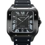 [中古] カルティエ サントス ドゥ カルティエ LM WSSA0039 自動巻き ステンレススチール ラバー ブラック 保証書付 替えバンド付 Cartier