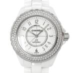 [中古] シャネル J12 H0969 自動巻き セラミック ステンレススチール ダイヤモンドベゼル ホワイト 白文字盤 日付表示 磨き済 38mm CHANEL