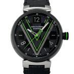 [中古] ルイヴィトン タンブール ダミエ グラフィット レース QA131Z 自動巻き ステンレススチール エピレザー 裏スケルトン LOUIS VUITTON