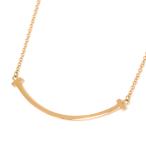 [中古] ティファニー K18PG ティファニーT スマイル ペンダント スモール ピンクゴールド 40.5/45.5cm Tスマイル ネックレス Tiffany&amp;Co.