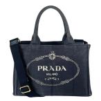 プラダ トートバッグ カナパトート キャンバス トートバッグ PRADA ブルー レディース 中古