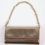 ケイトスペード 長財布 ミニバッグ ゴールド×ピンク 3つ折り長財布 Kate Spade チェーンウォレット レディース 中古