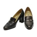 イヴ・サンローラン パンプス クロコ型押し YSL YVES SAINT LAURENT ブラック 中古